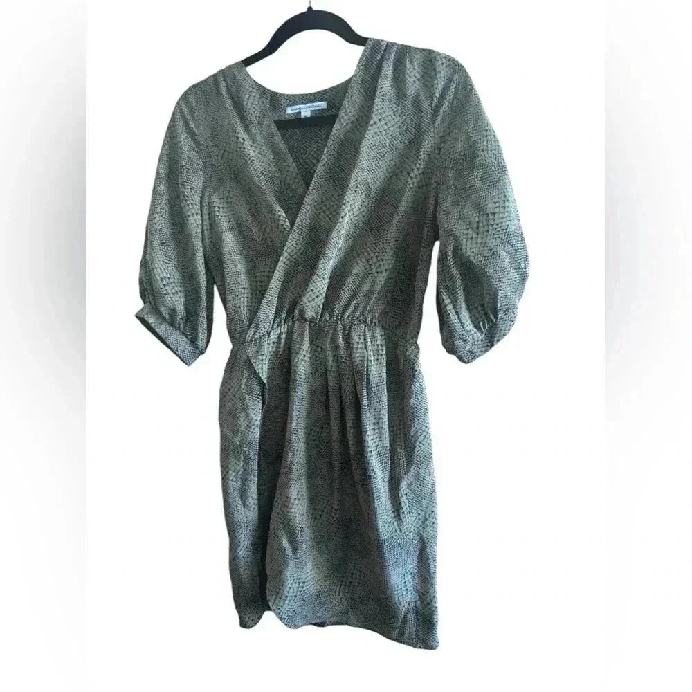 Amanda Uprichard Silk Snake Print Faux Wrap Dress